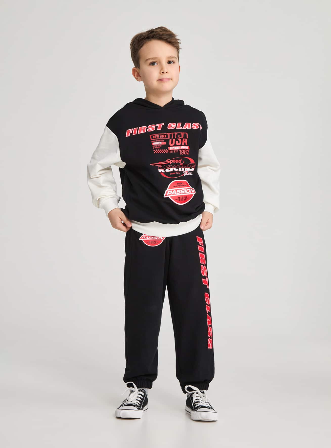 Black Tracksuit bottoms with race print Buy Online Terranova