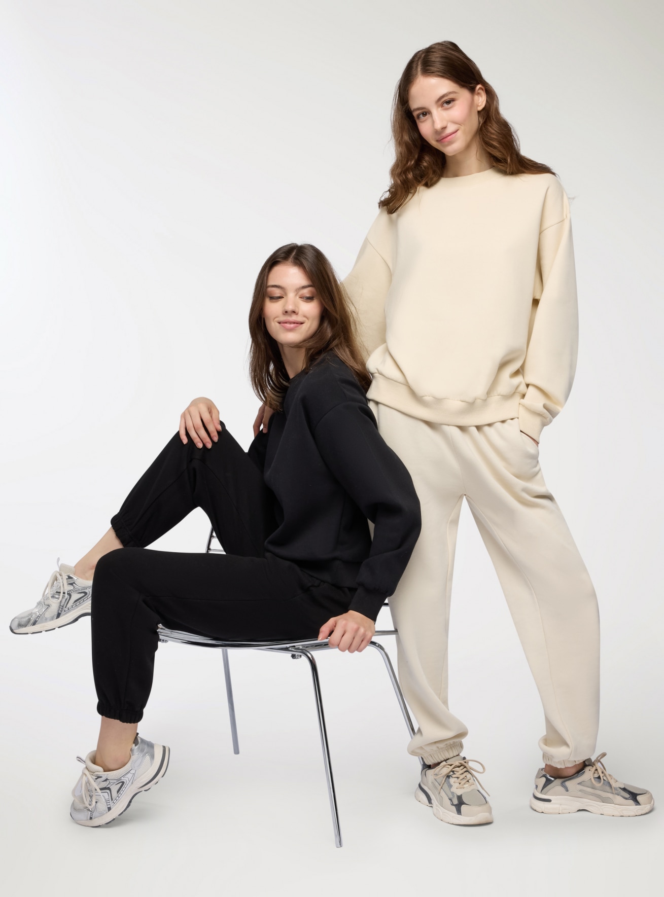 Pack 2 pantaloni tuta pesanti a vita alta