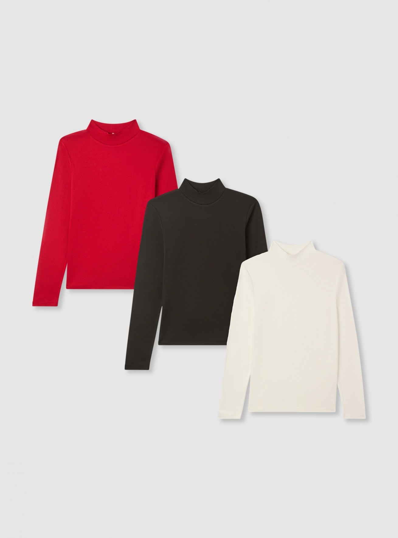 Pack 3 maglie lupetto a tinta unita