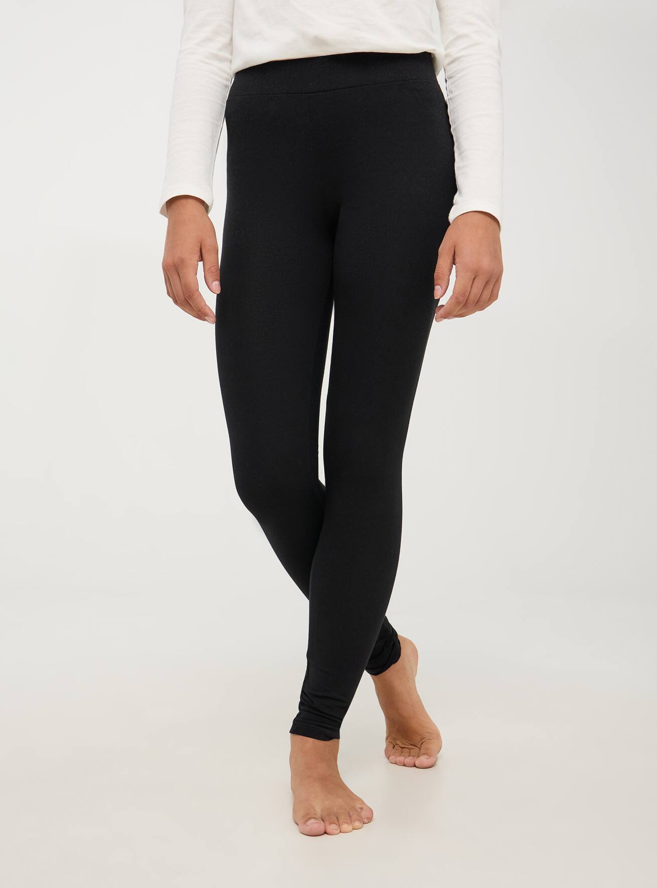 Black 2 pack of high waisted leggings in heavy fabric Buy Online Terranova