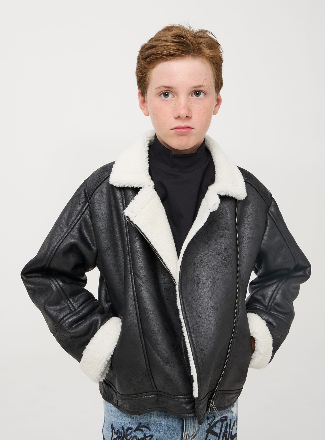 Black Faux sheepskin jacket Buy Online Terranova