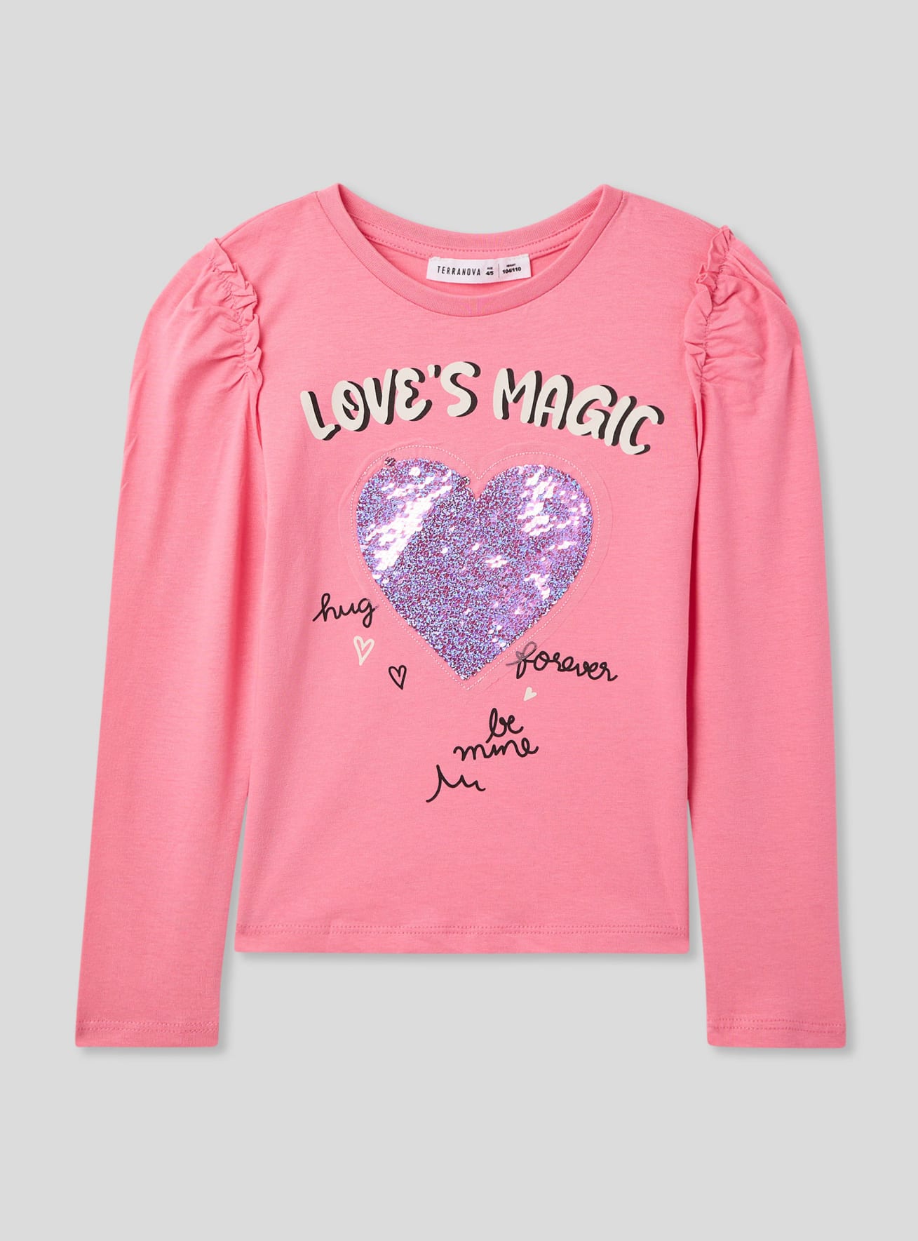 T shirt con cuore in paillettes reversibili Rosa bubble Acquista Online Terranova