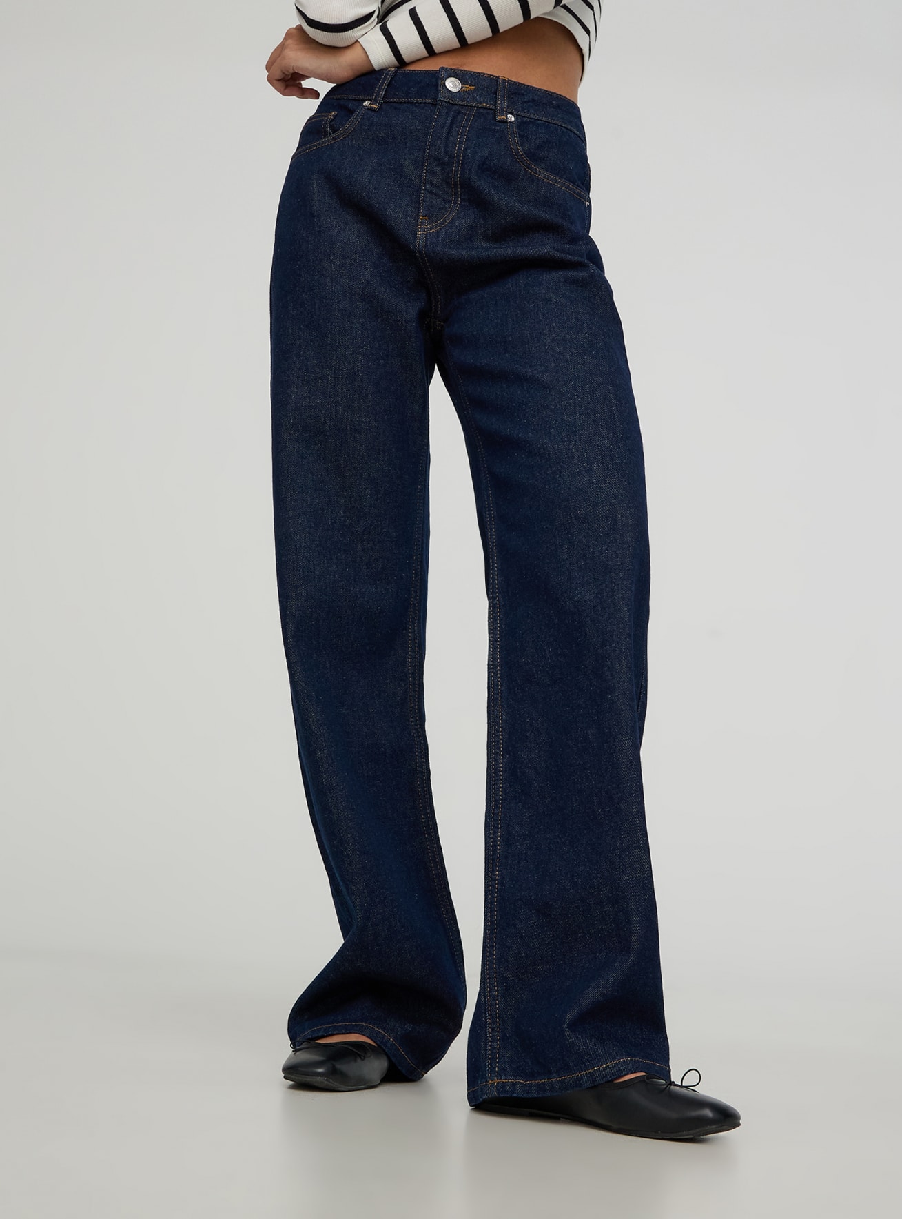 Dark blue denim Wide leg dark jeans Buy Online Terranova