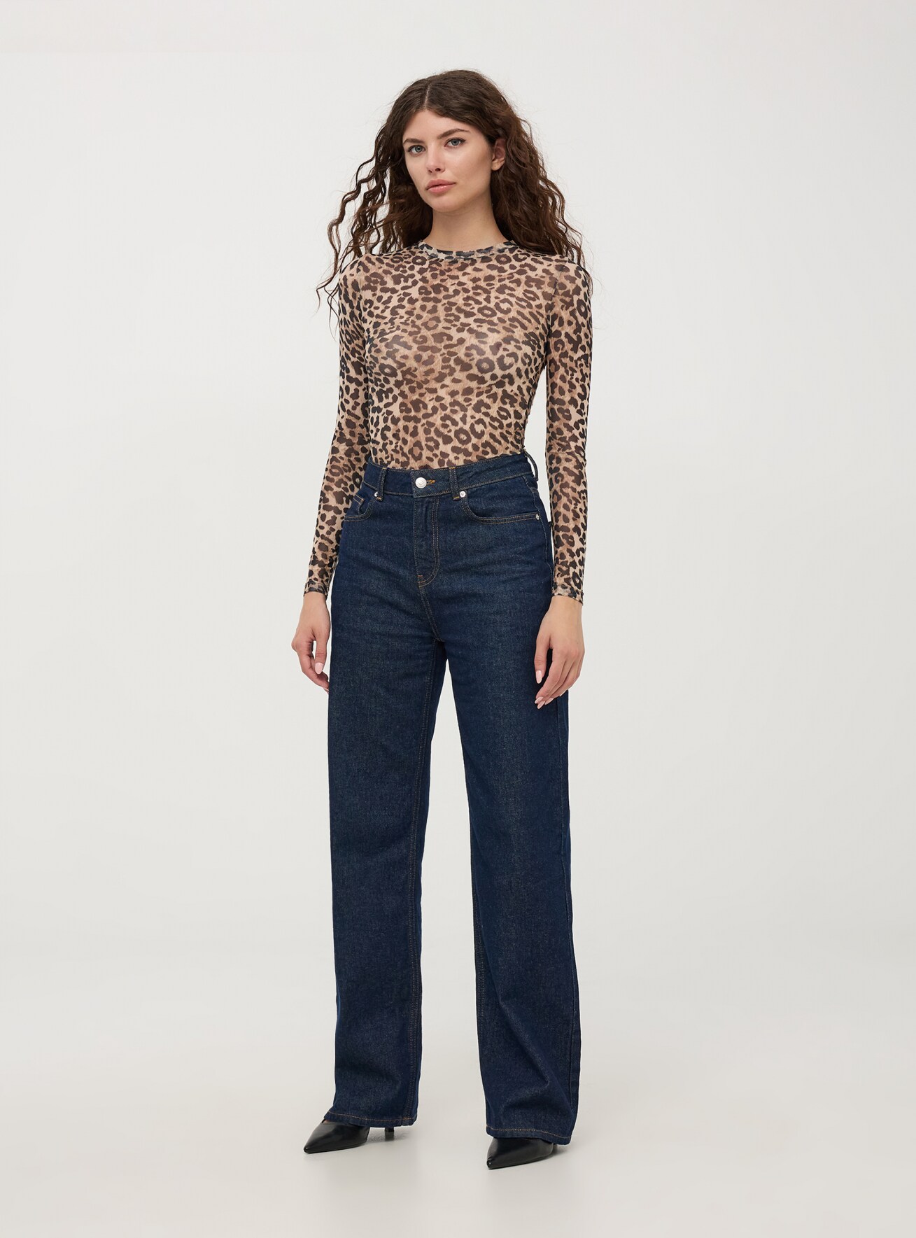 Maglia in tulle con stampa leopardata Var nero Acquista Online Terranova