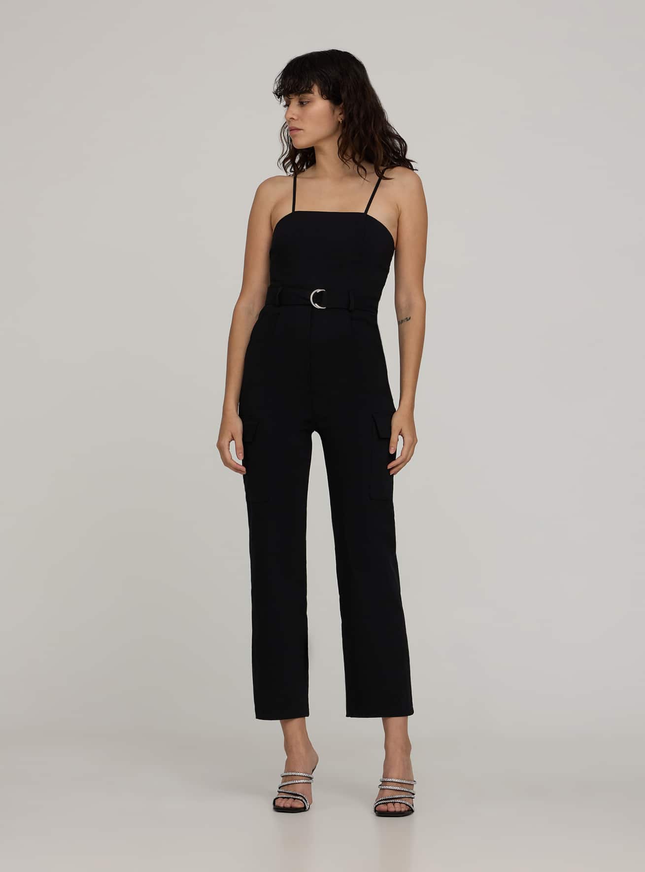 Black jumpsuit belt new arrivals