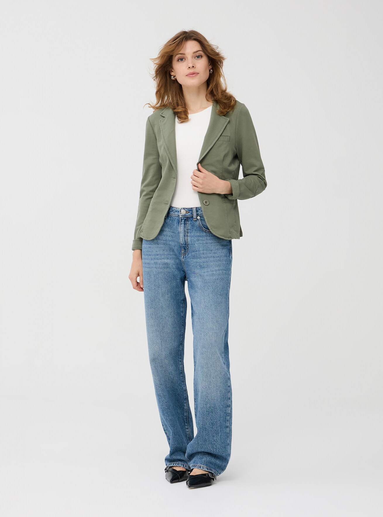 Green military Cotton blazer with patches and double buttons Buy Online Terranova