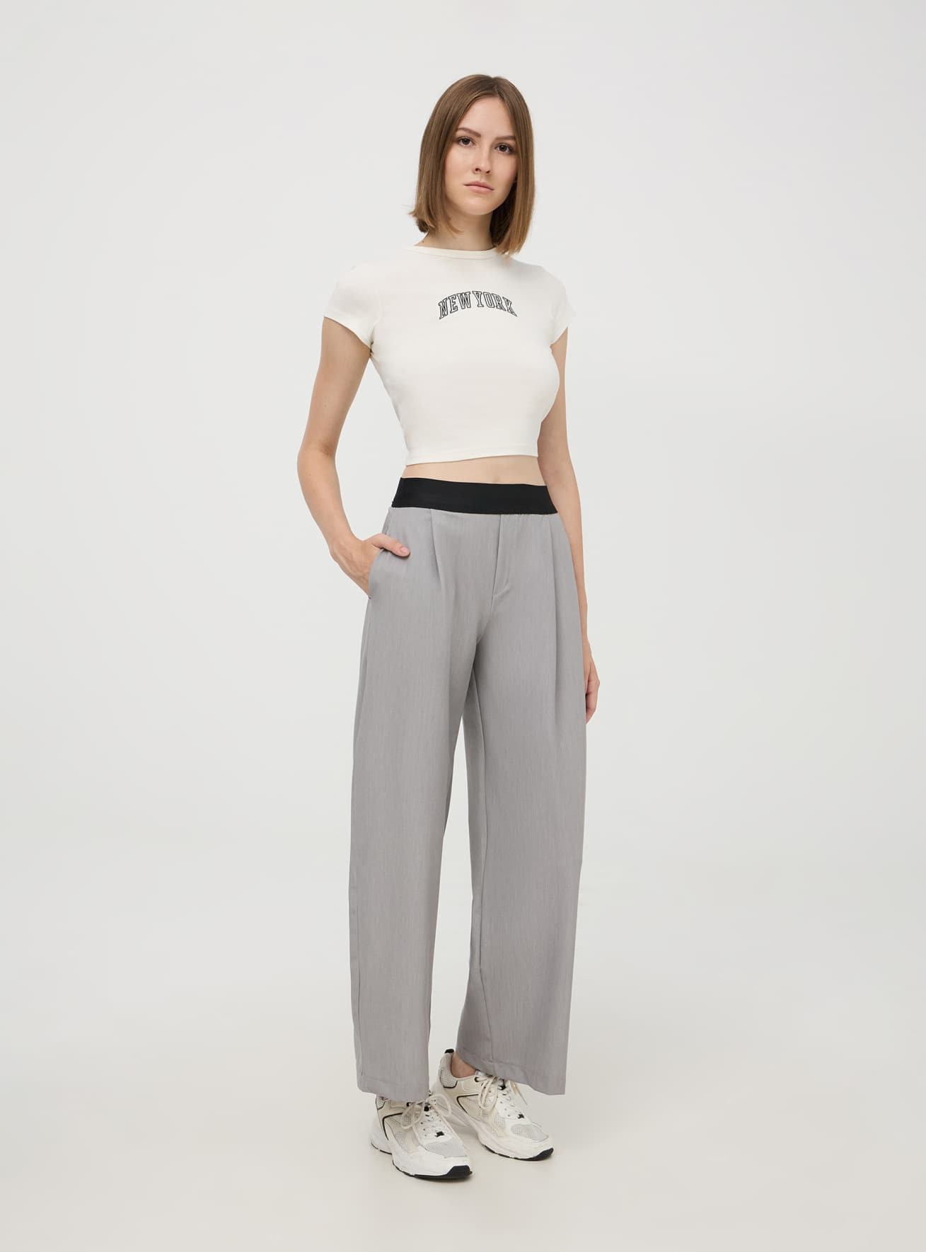 Pantaloncini jeans con elastico in vita top