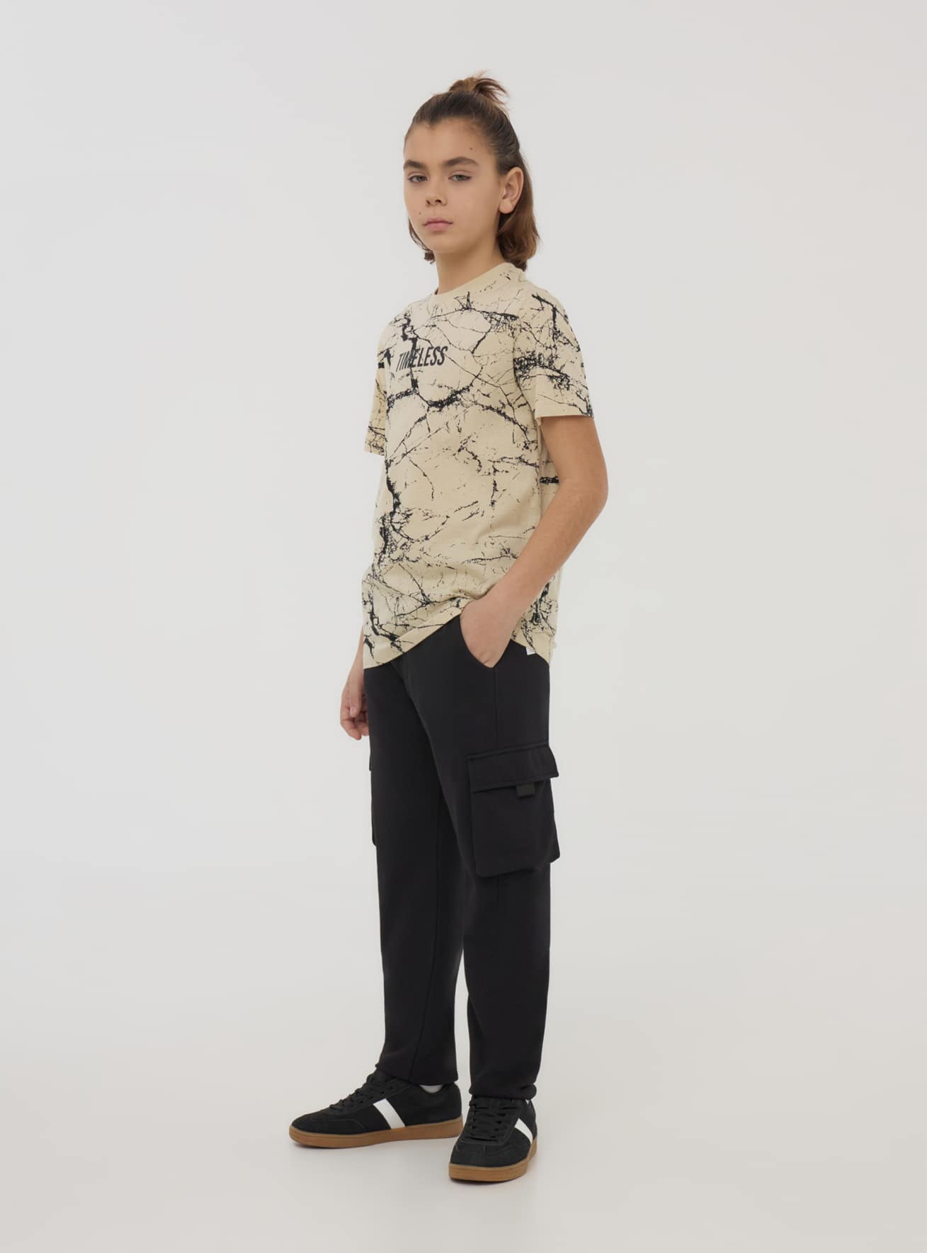 Pantaloni tuta cargo tinta unita