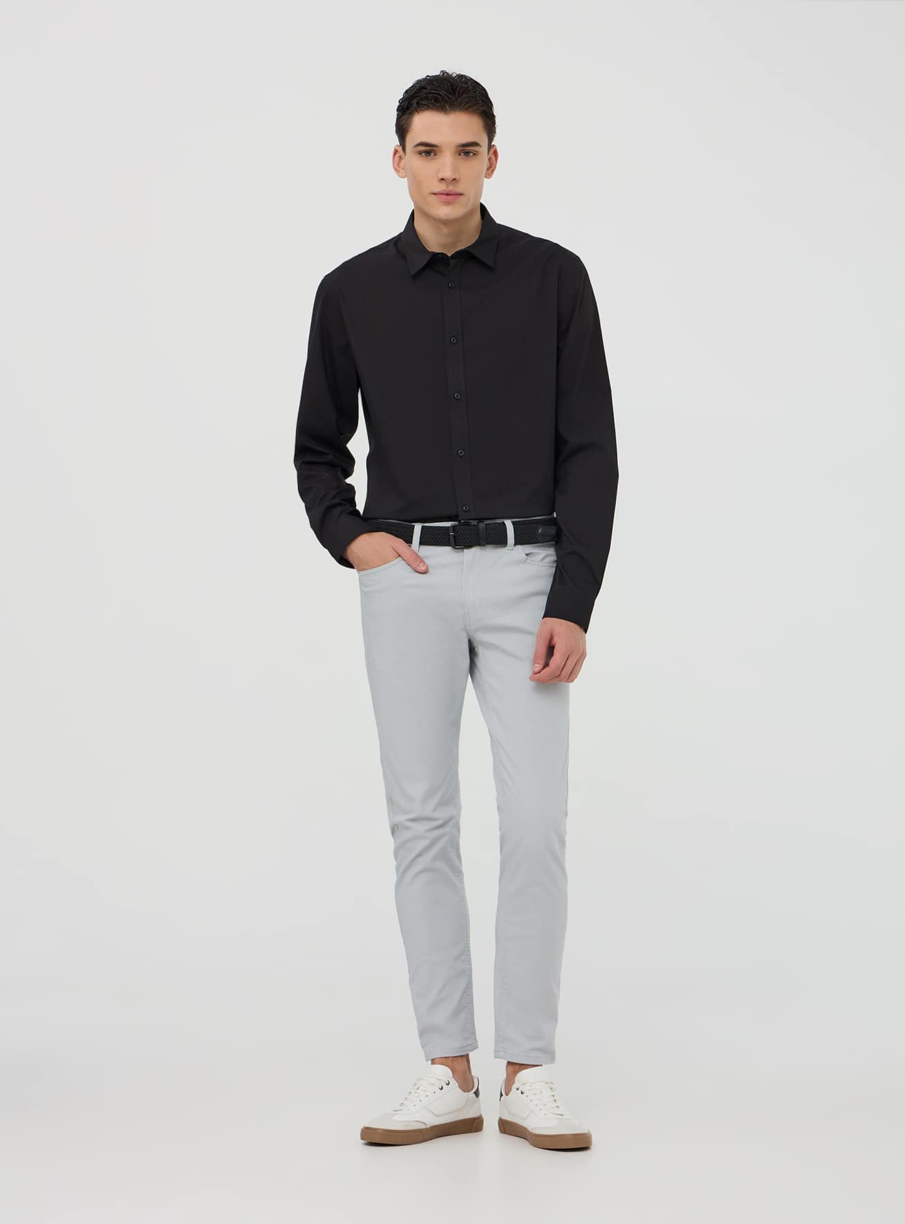 Camicia popeline stretch tinta unita