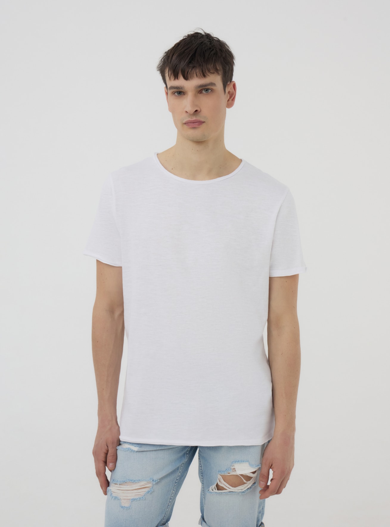 T-shirt taglio vivo tessuto fiammato