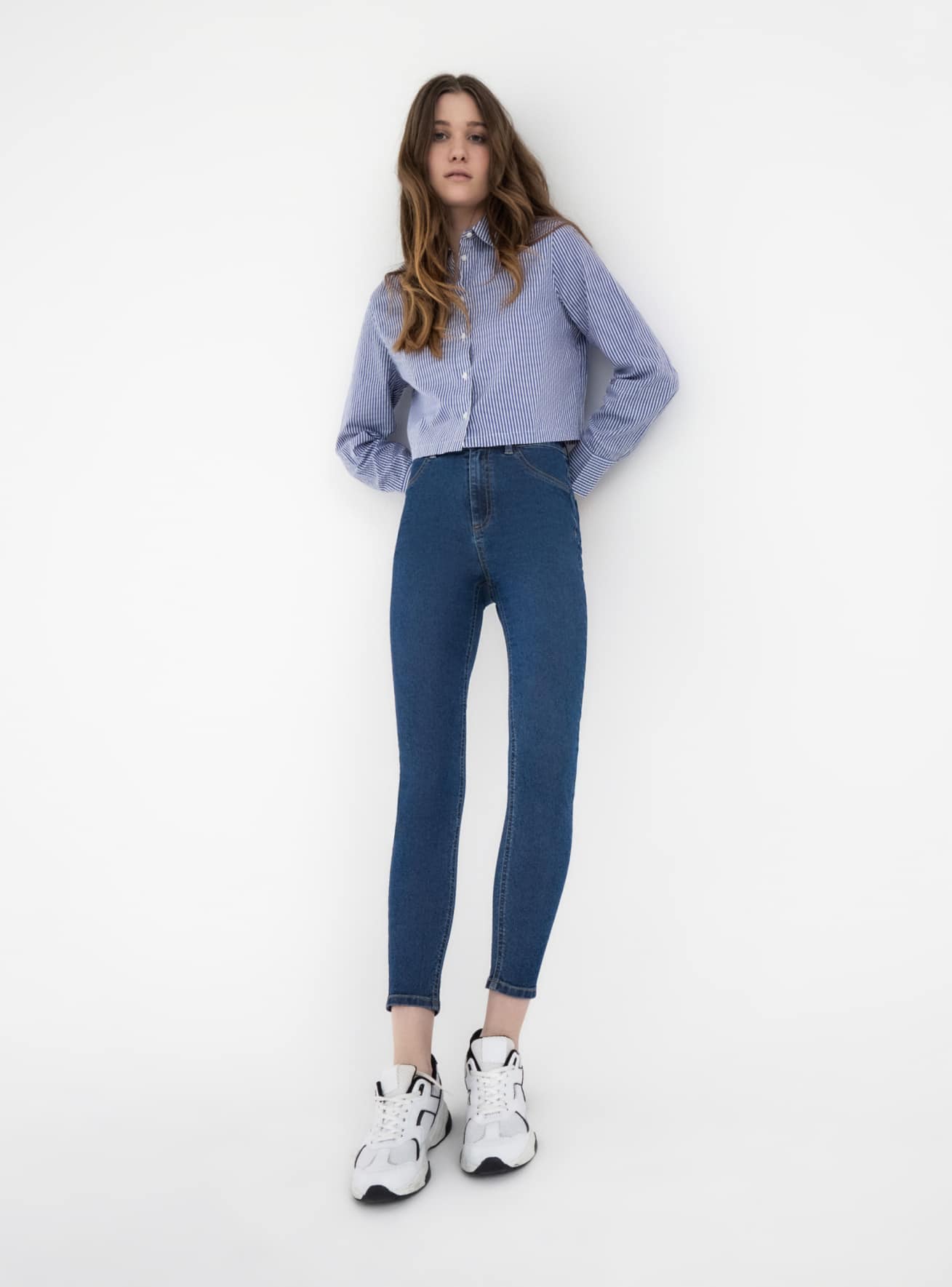 Jeggings scuri a vita alta