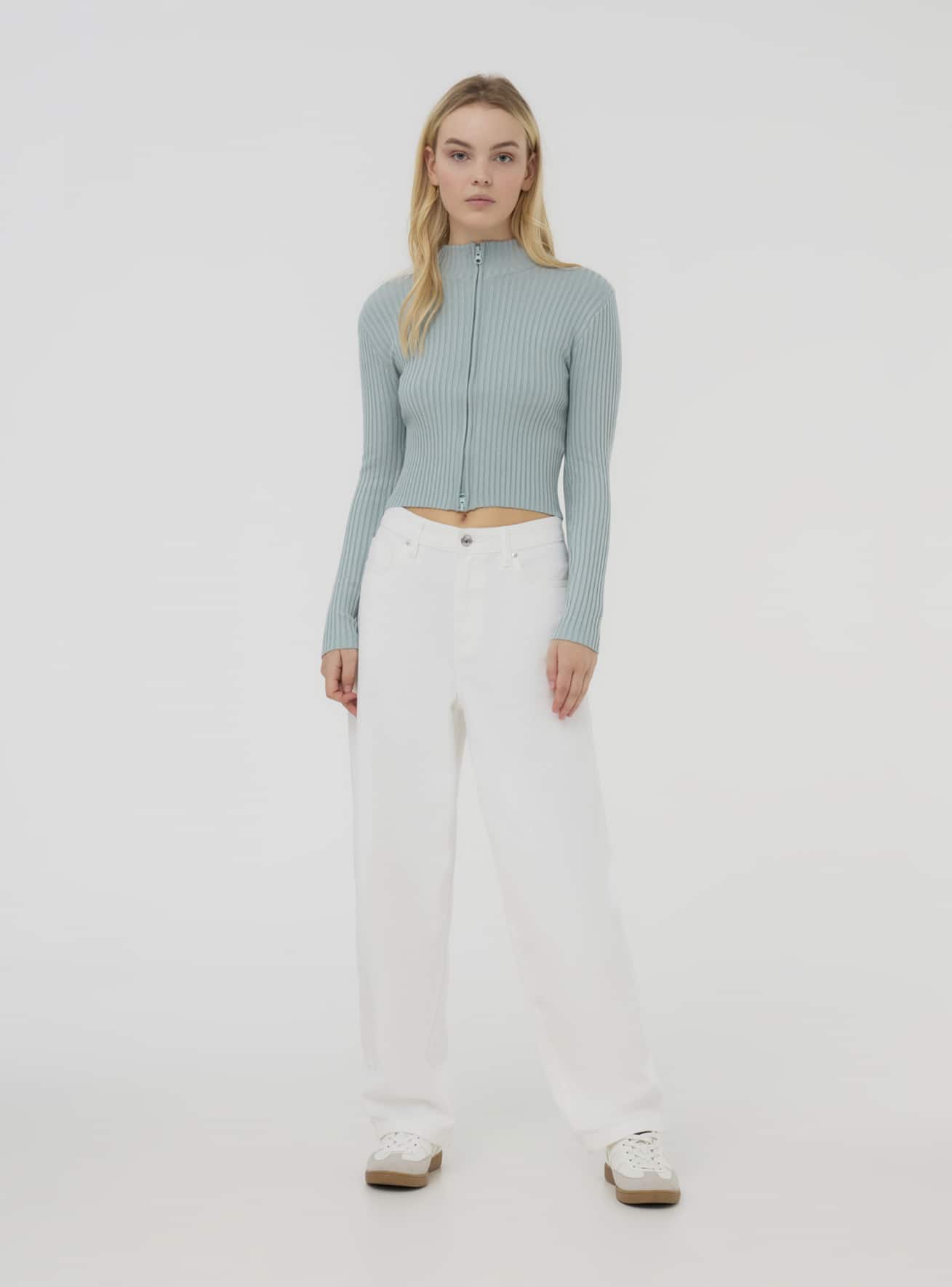 Cardigan a costine con zip