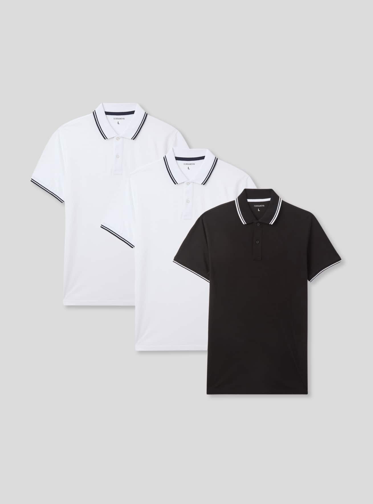 Pack 3 polo con profili a contrasto