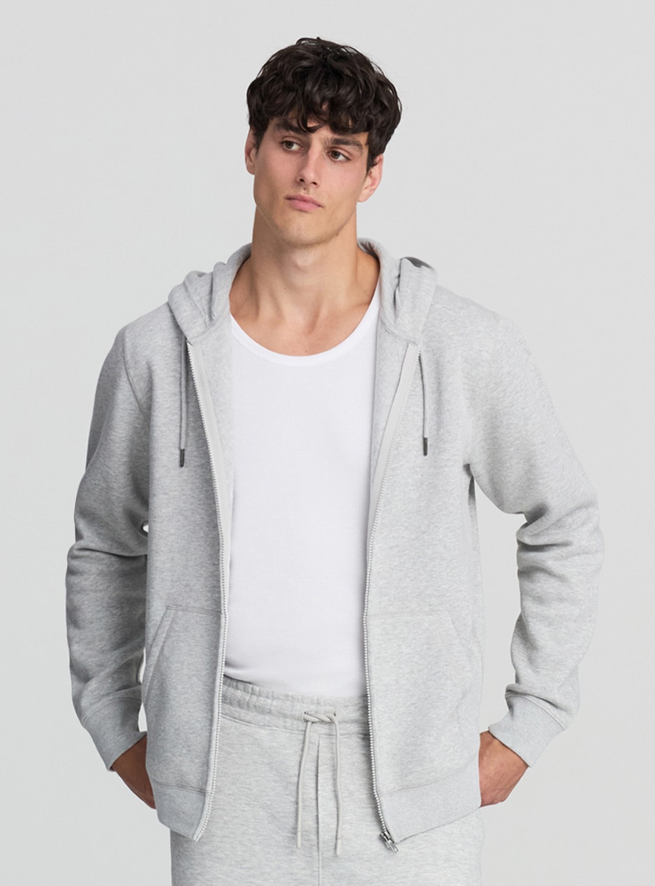 Felpa pesante con cappuccio, coulisse e zip
