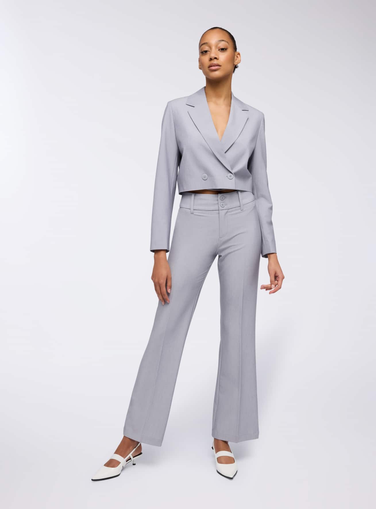 Giacca crop melange con bottoni