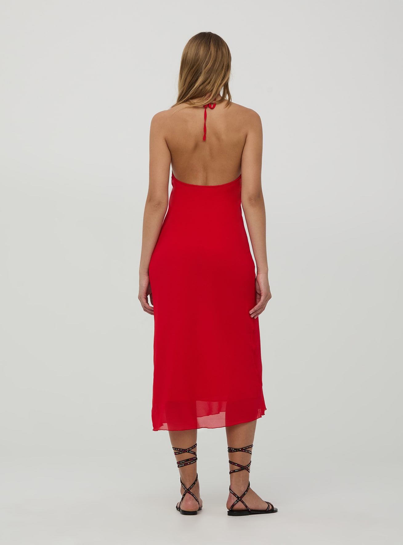 Vestito midi con scollo americano Rosso india Acquista Online Terranova