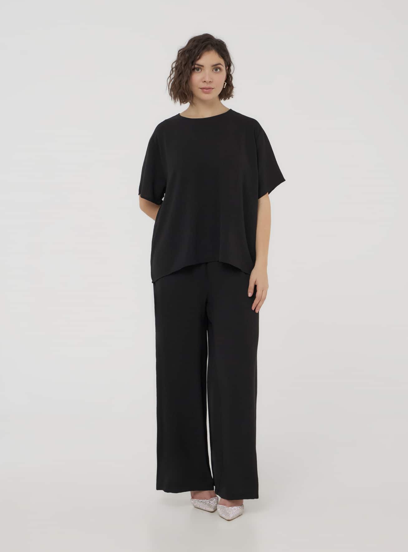Pantaloni wide leg tinta unita