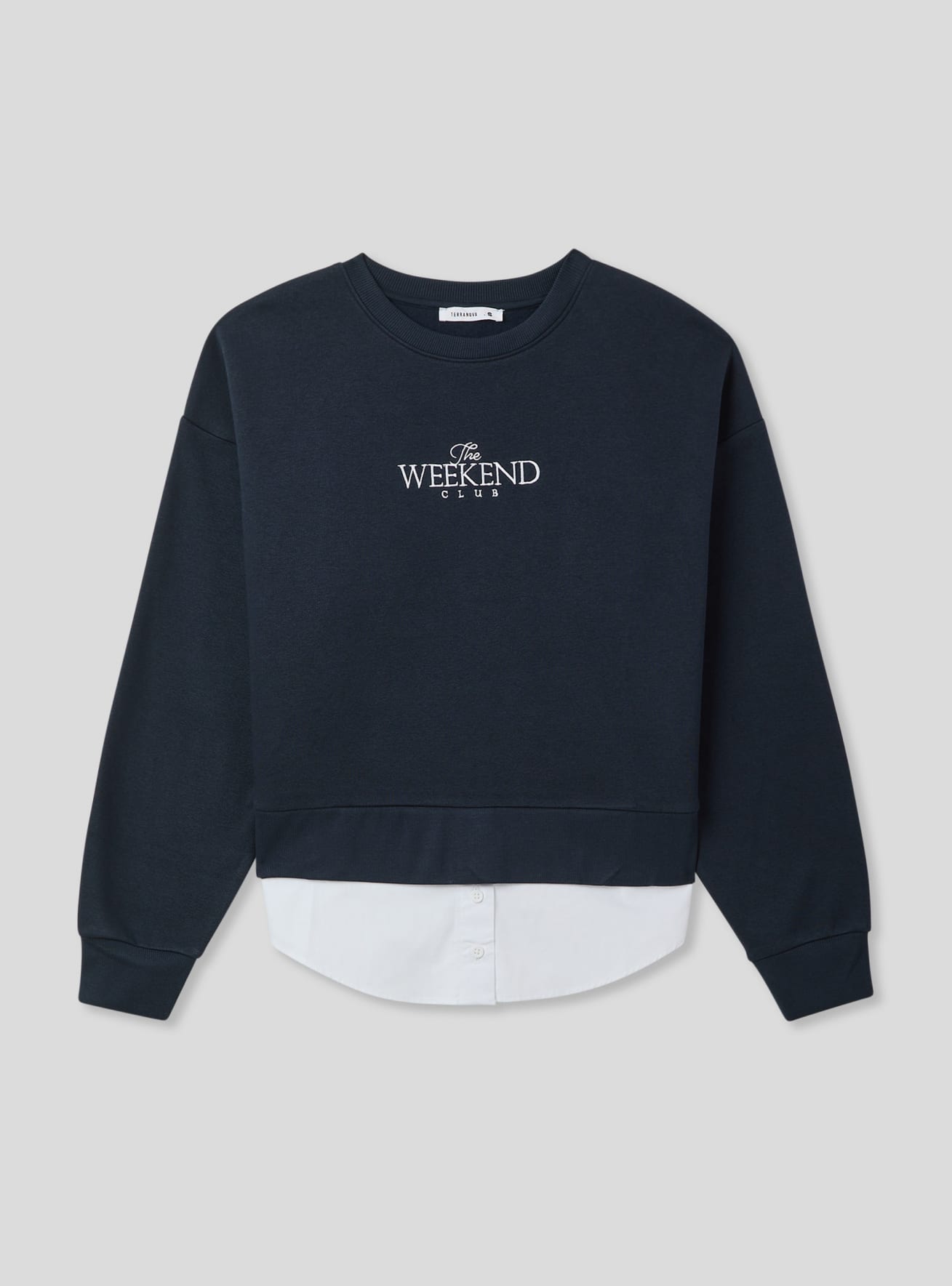 Felpa ampia senza cappuccio con inserto camicia