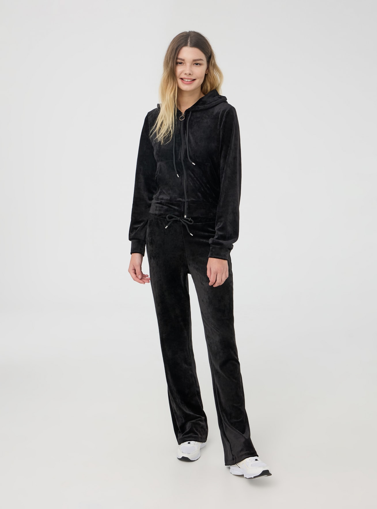 Black Chenille flared tracksuit bottoms Buy Online Terranova