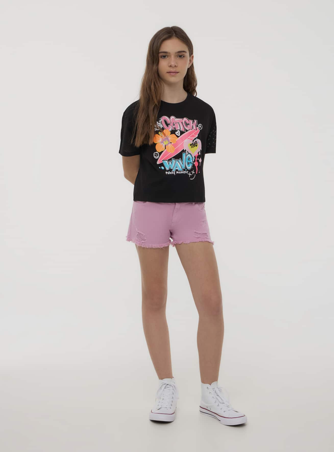T-shirt a rete con stampa graffiti