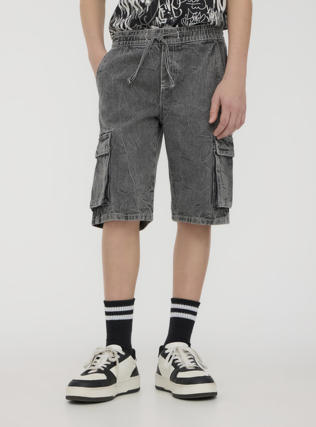 Shorts jogger cargo acid-wash