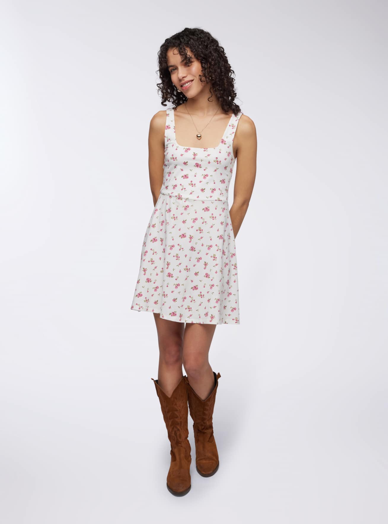 Vestito skater con fantasia floreale