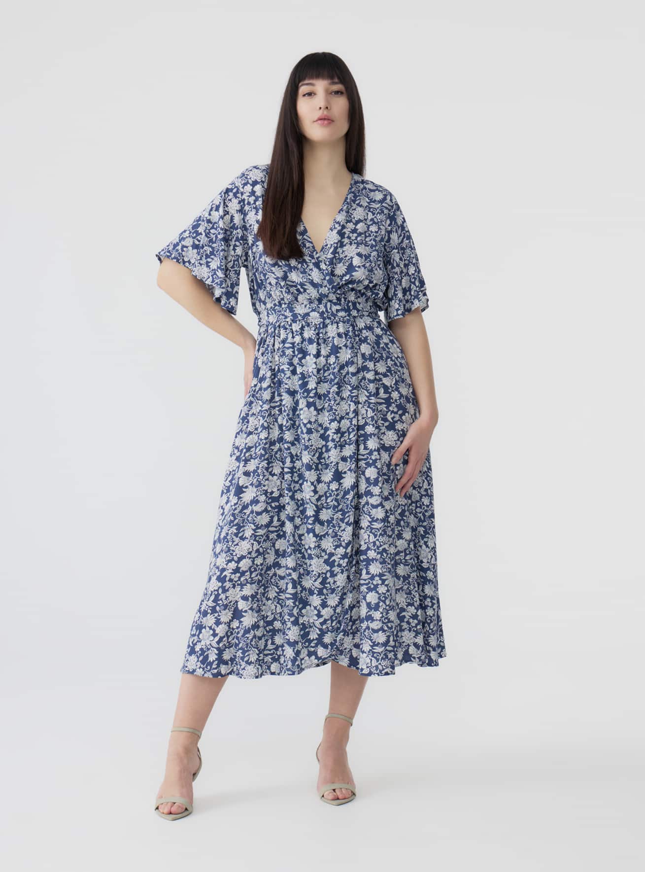 Vestito lungo incrociato fantasia fiori