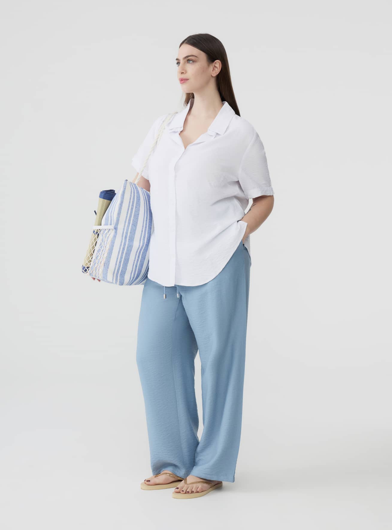 Pantaloni wide leg tessuto leggero
