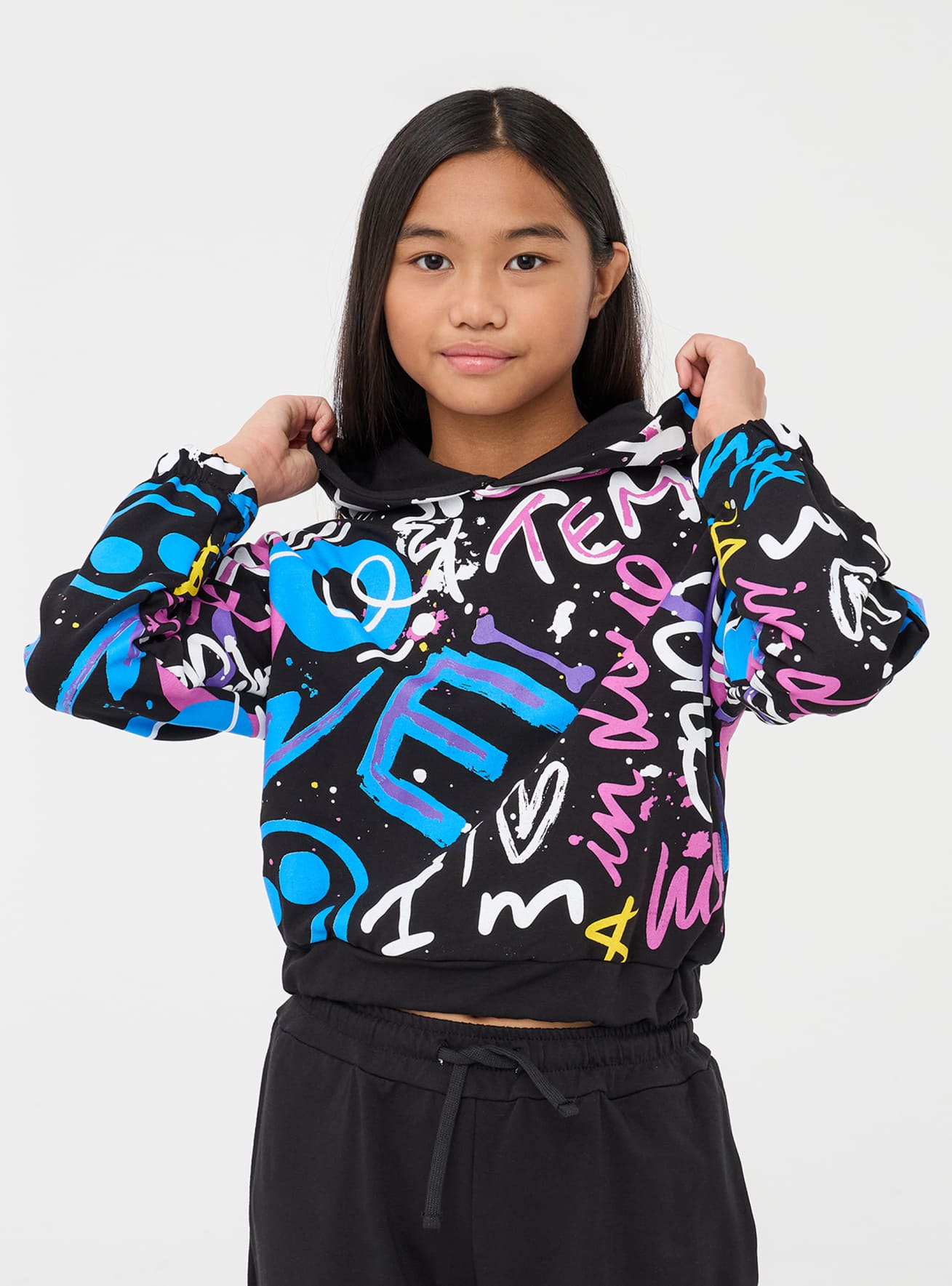 Graffiti print hoodie deals