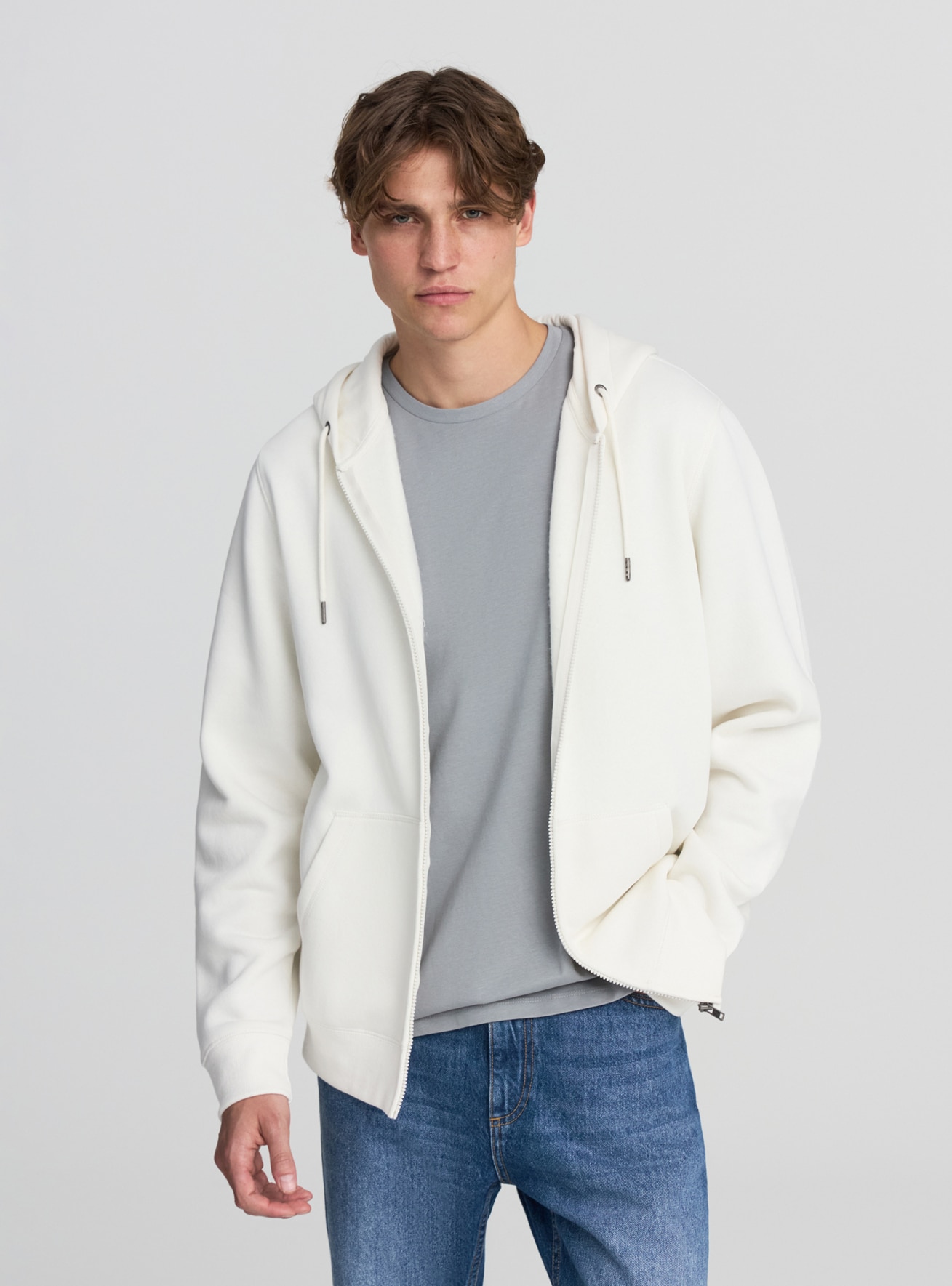 Felpa pesante con cappuccio e zip