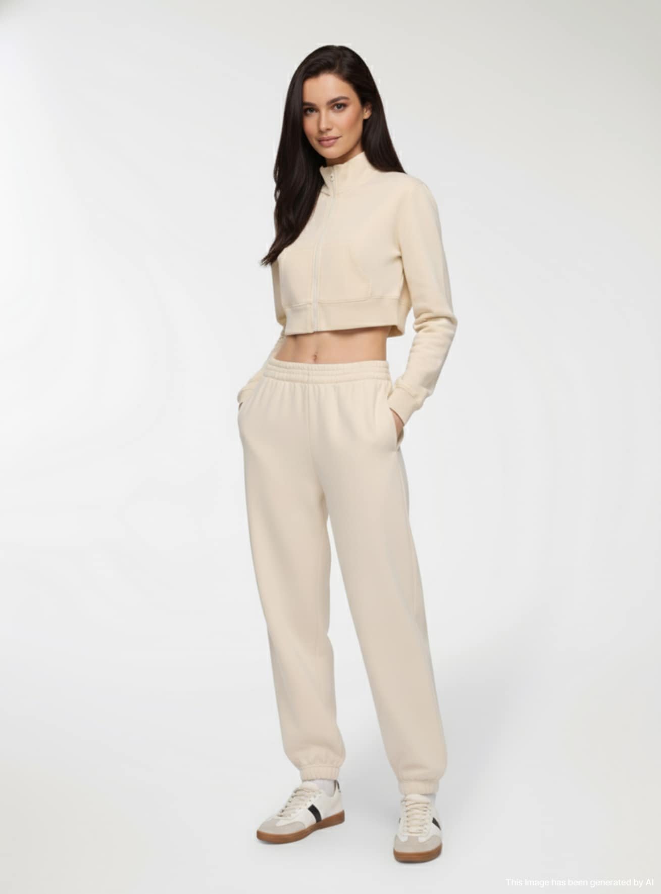 Pantaloni tuta vita alta con polsini