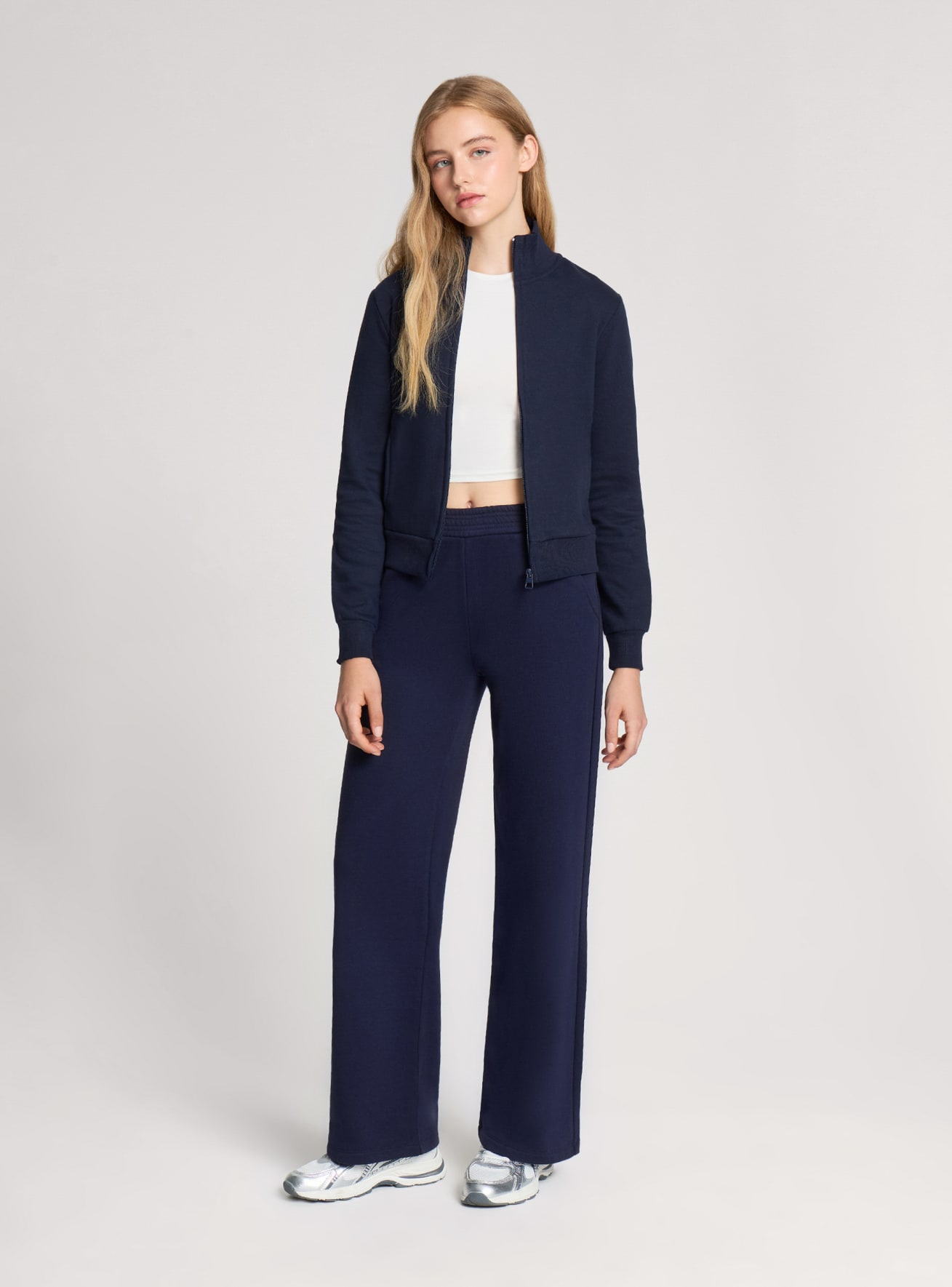 Pantaloni tuta wide leg tinta unita