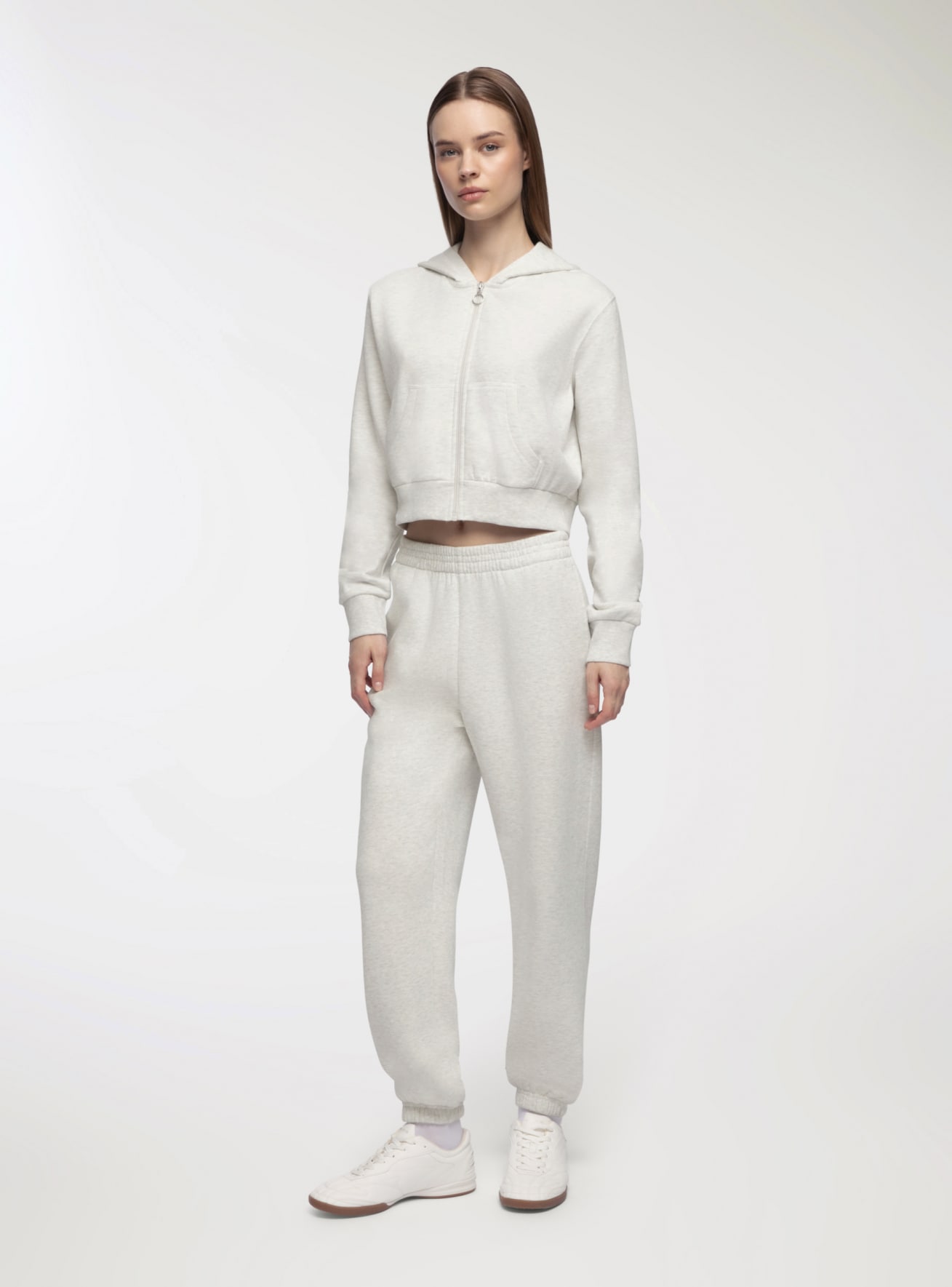 Felpa crop con cappuccio e zip