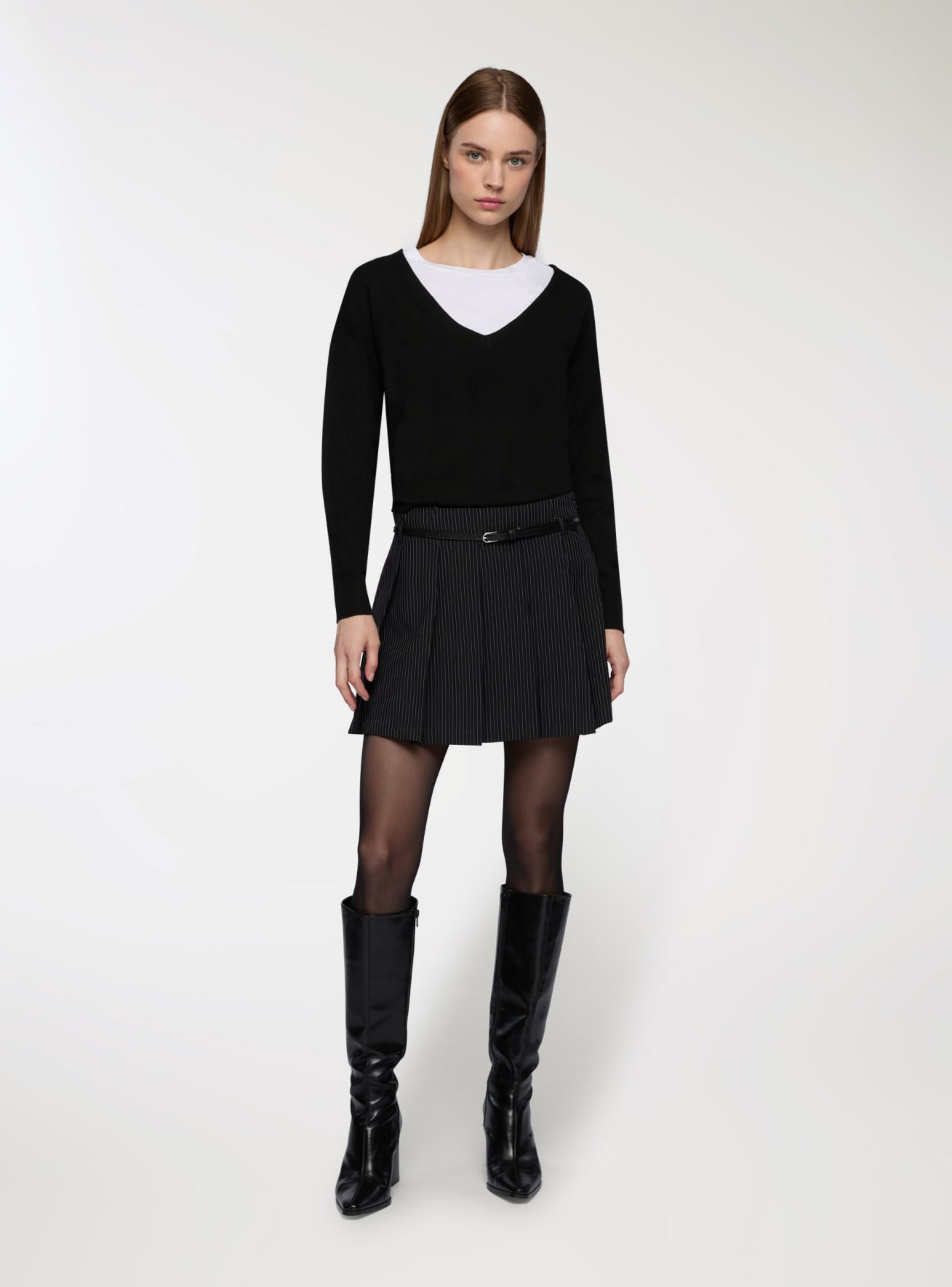 Skort gessata con cintura