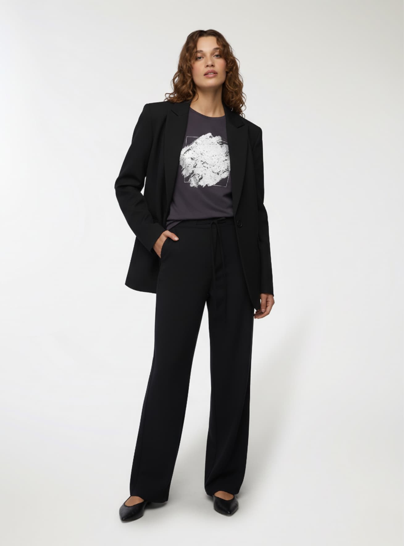 Pantaloni wide leg tinta unita