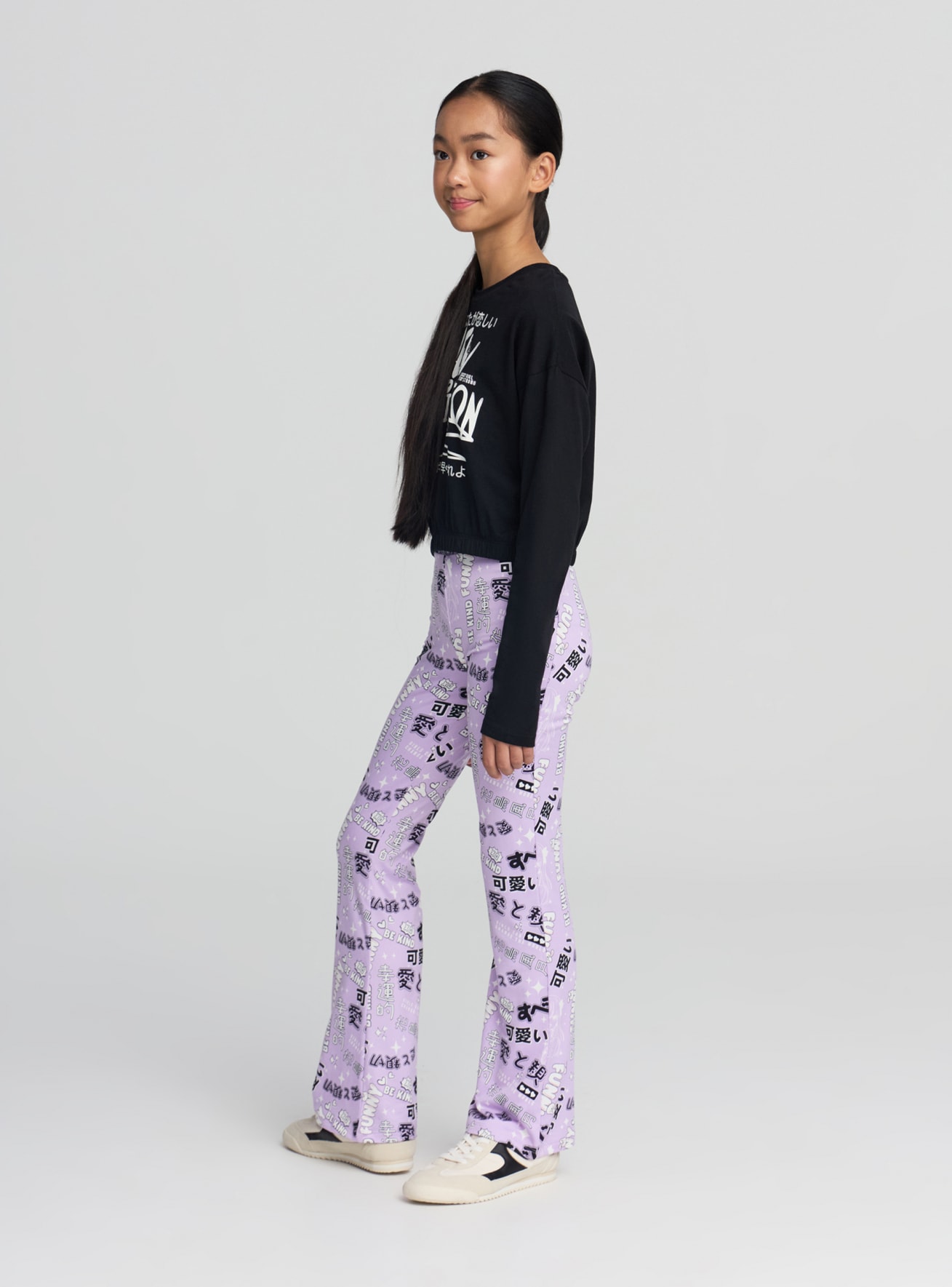 Leggings flared stampa manga