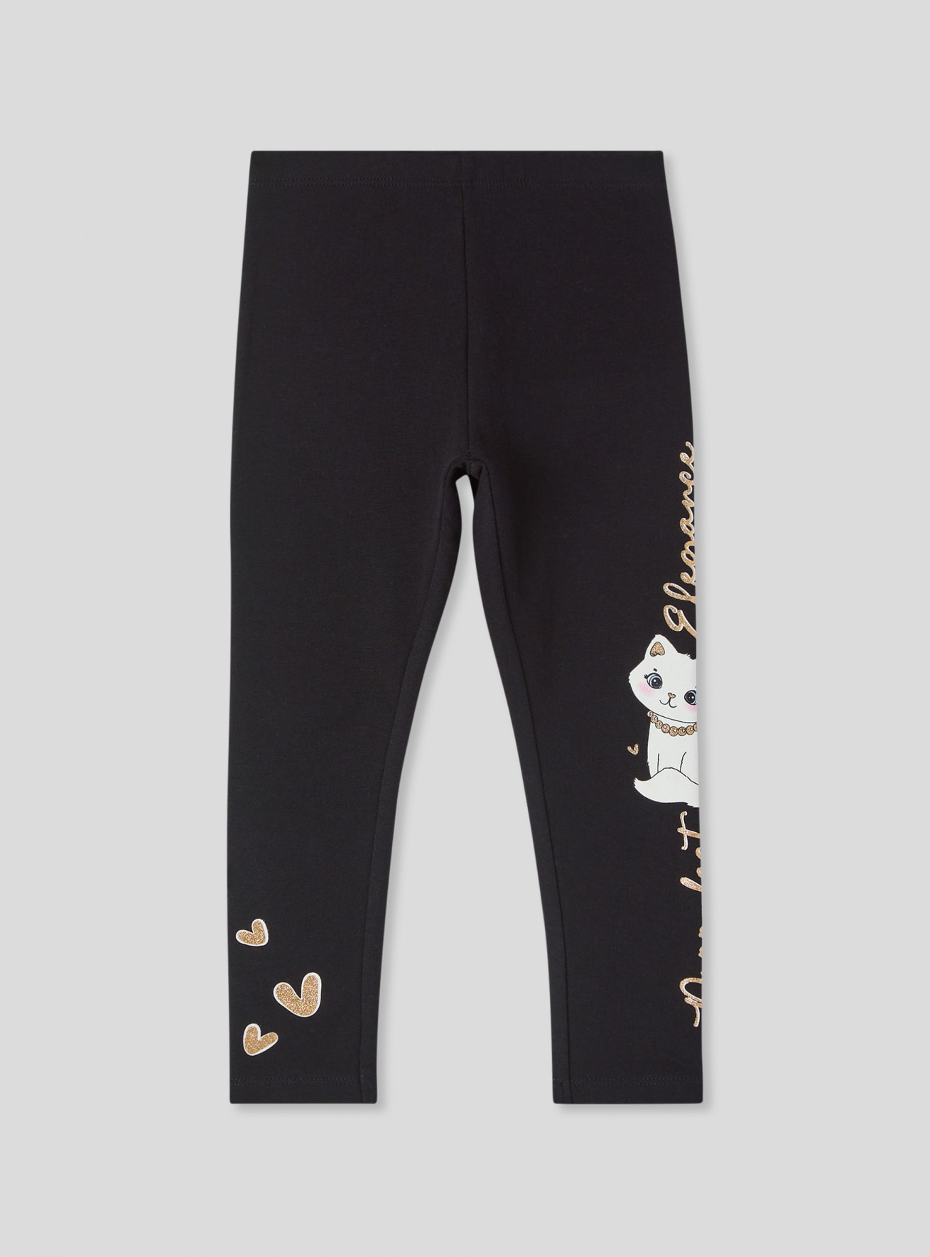 Legginsy z kotkiem i brokatowymi detalami