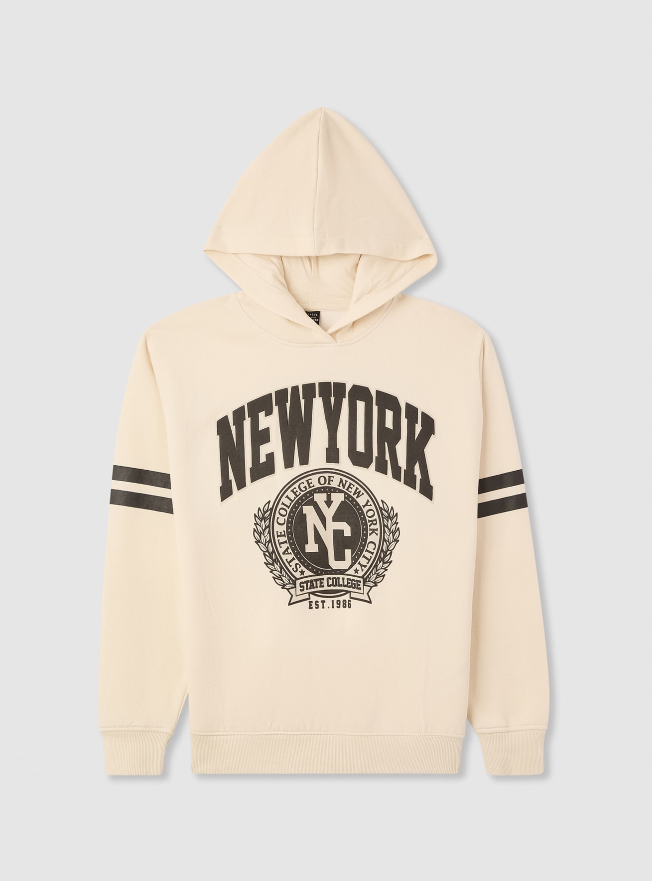 Sudadera con capucha y estampado universitario