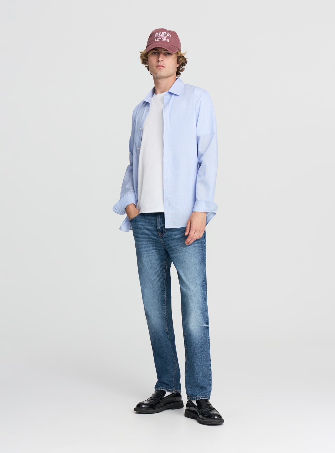 Camicia popeline stretch microrighe