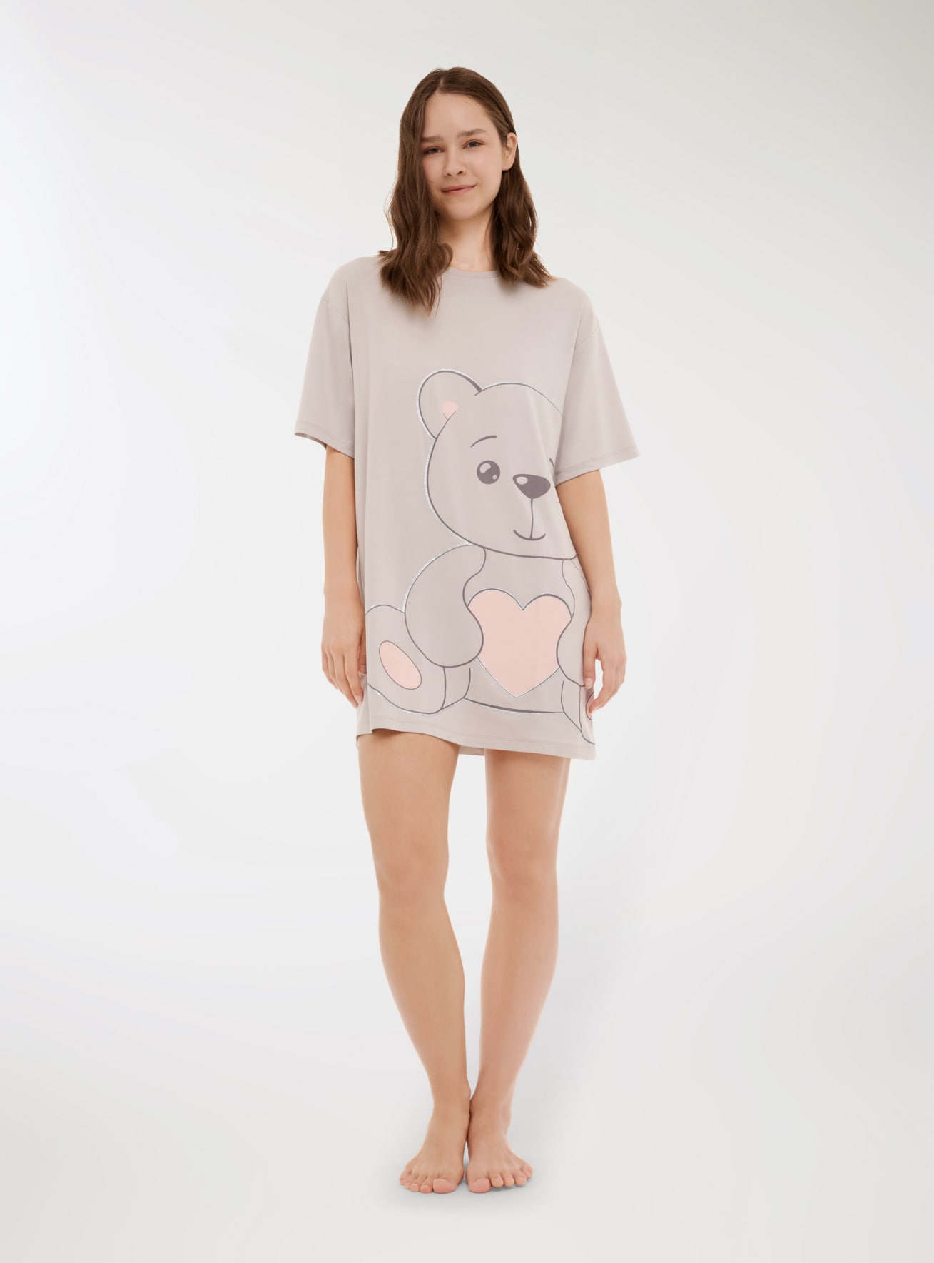 T-shirt pigiama maxi con orsetto