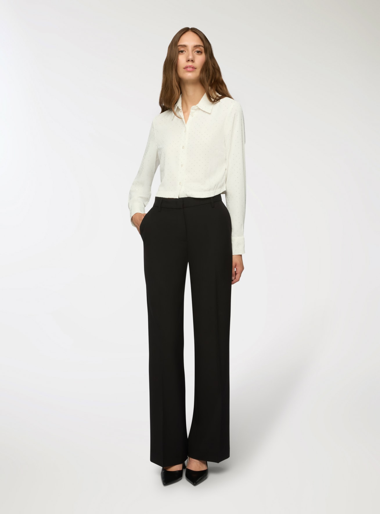 Camicia crop con strass