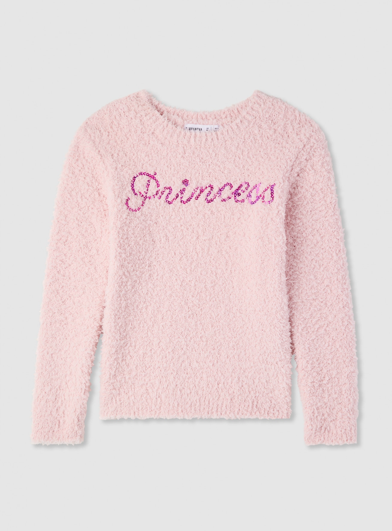 Maglia soffice con scritta paillettes