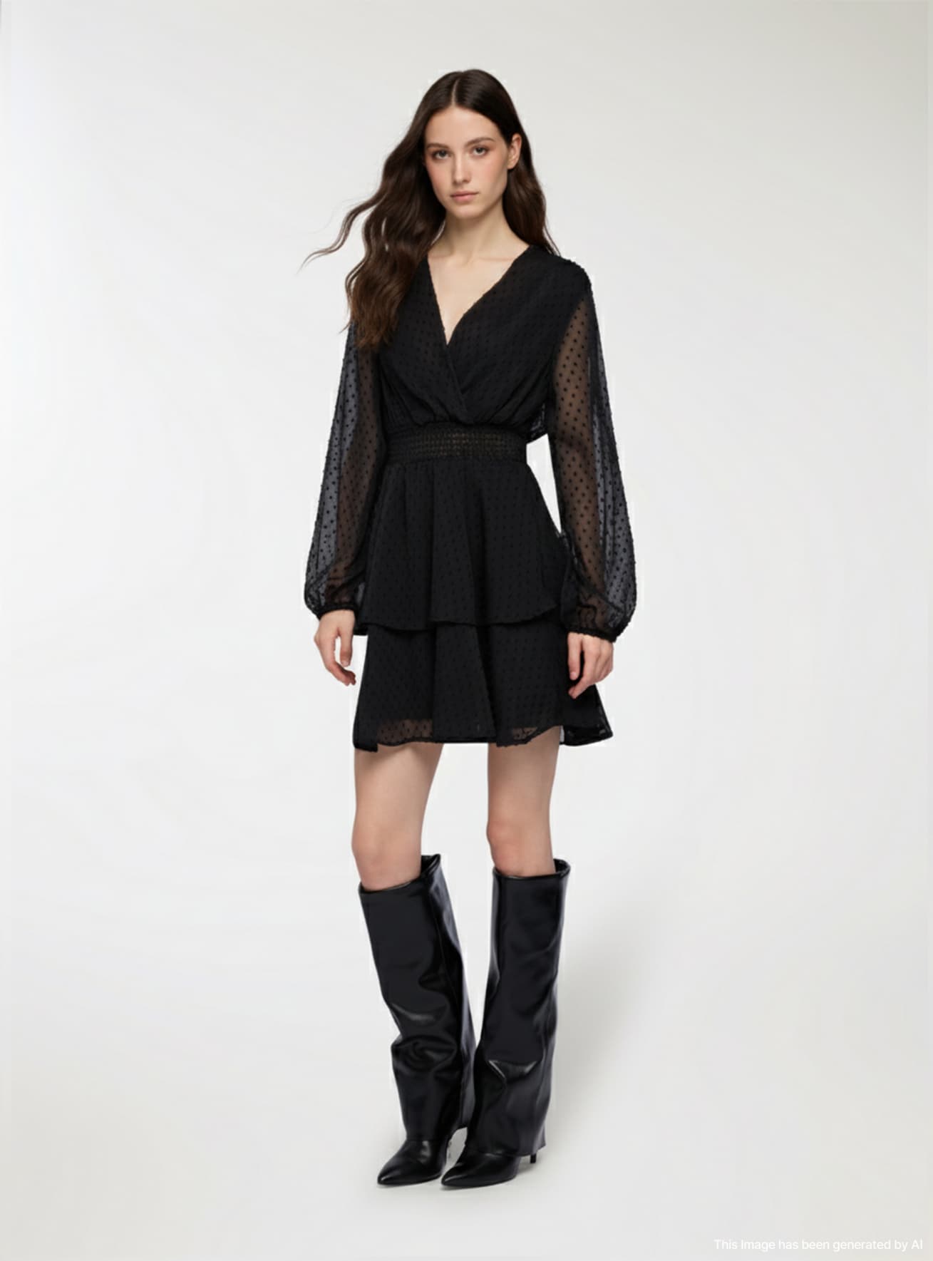 Vestido con volantes y mangas largas