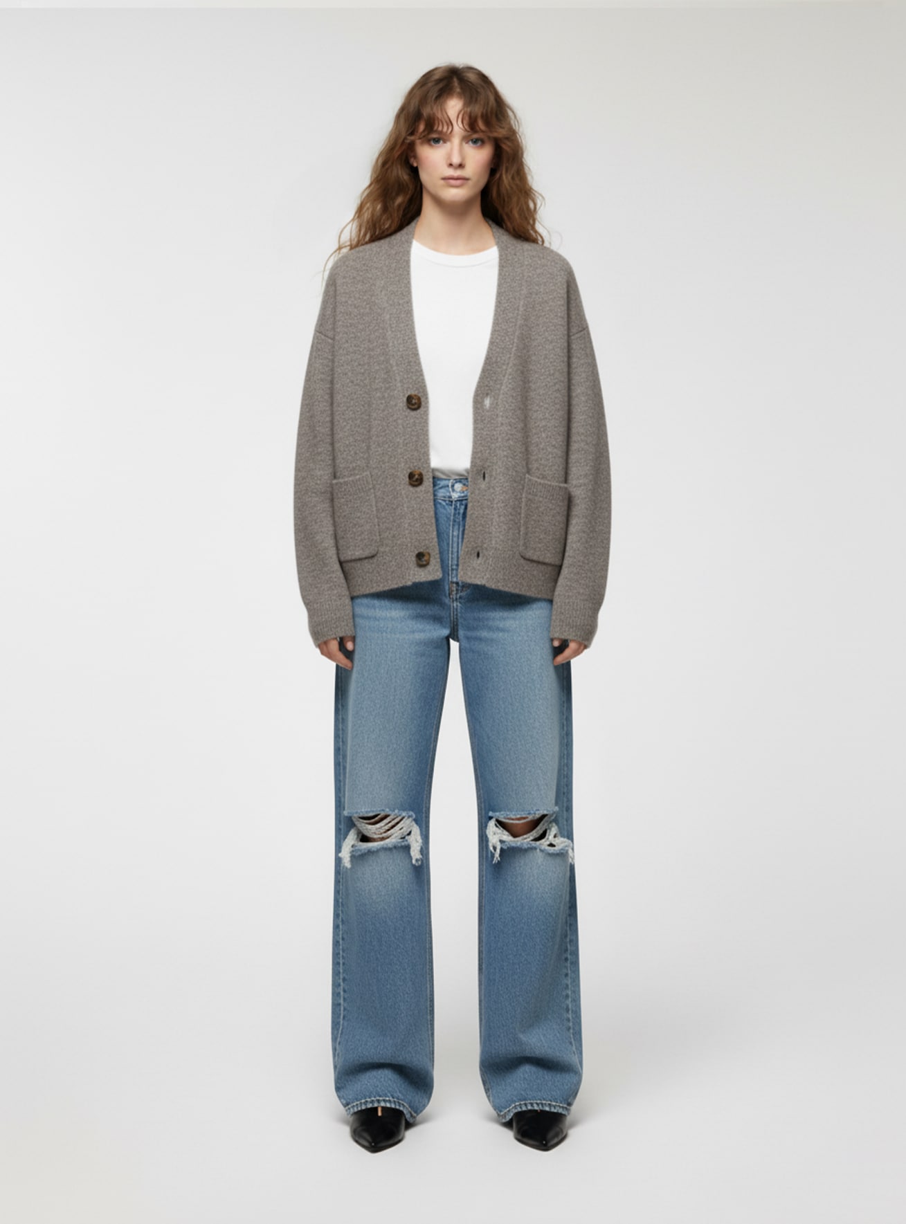 Cardigan con scollo a V e tasche