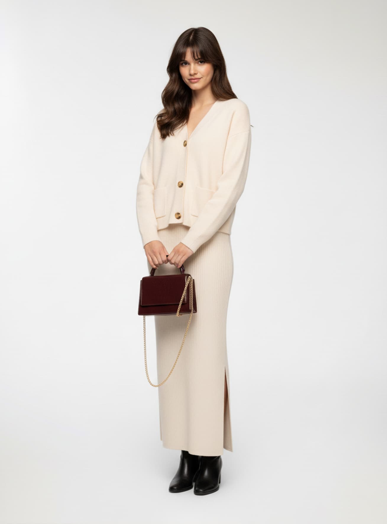 Cardigan con scollo a V e tasche
