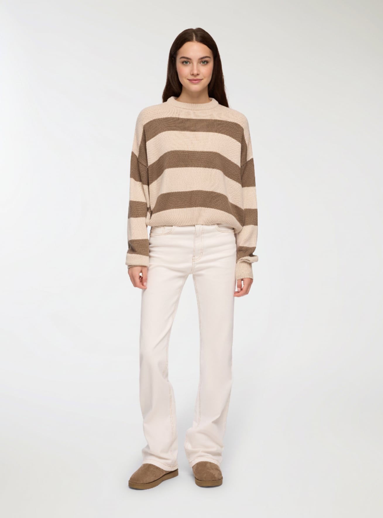 Maglia crop ampia a righe