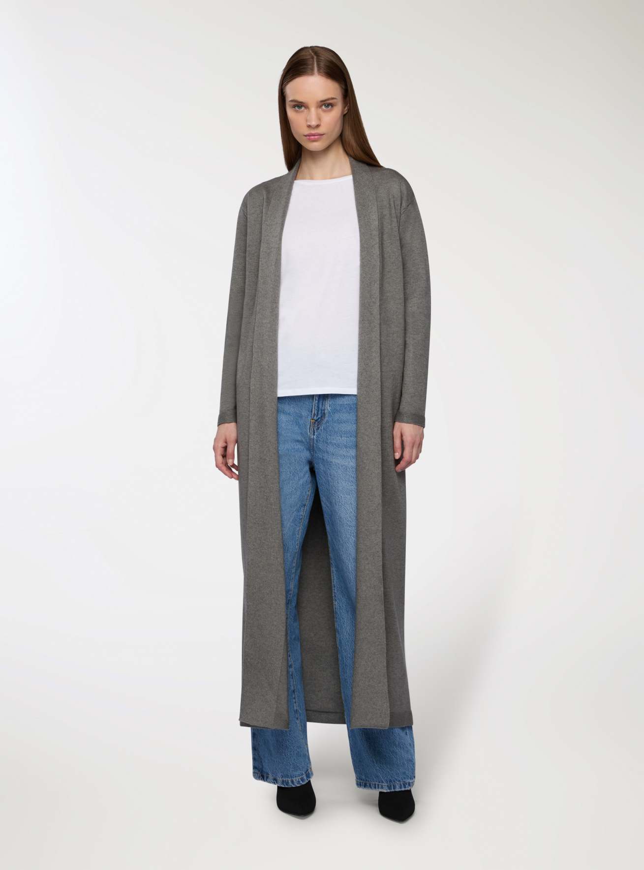 Cardigan Senza Maniche Donna Estate Leggero Aperto Anteriore Drappeggiato Lungo Spolverino Gilet Asimmetrico, Marrone, XL