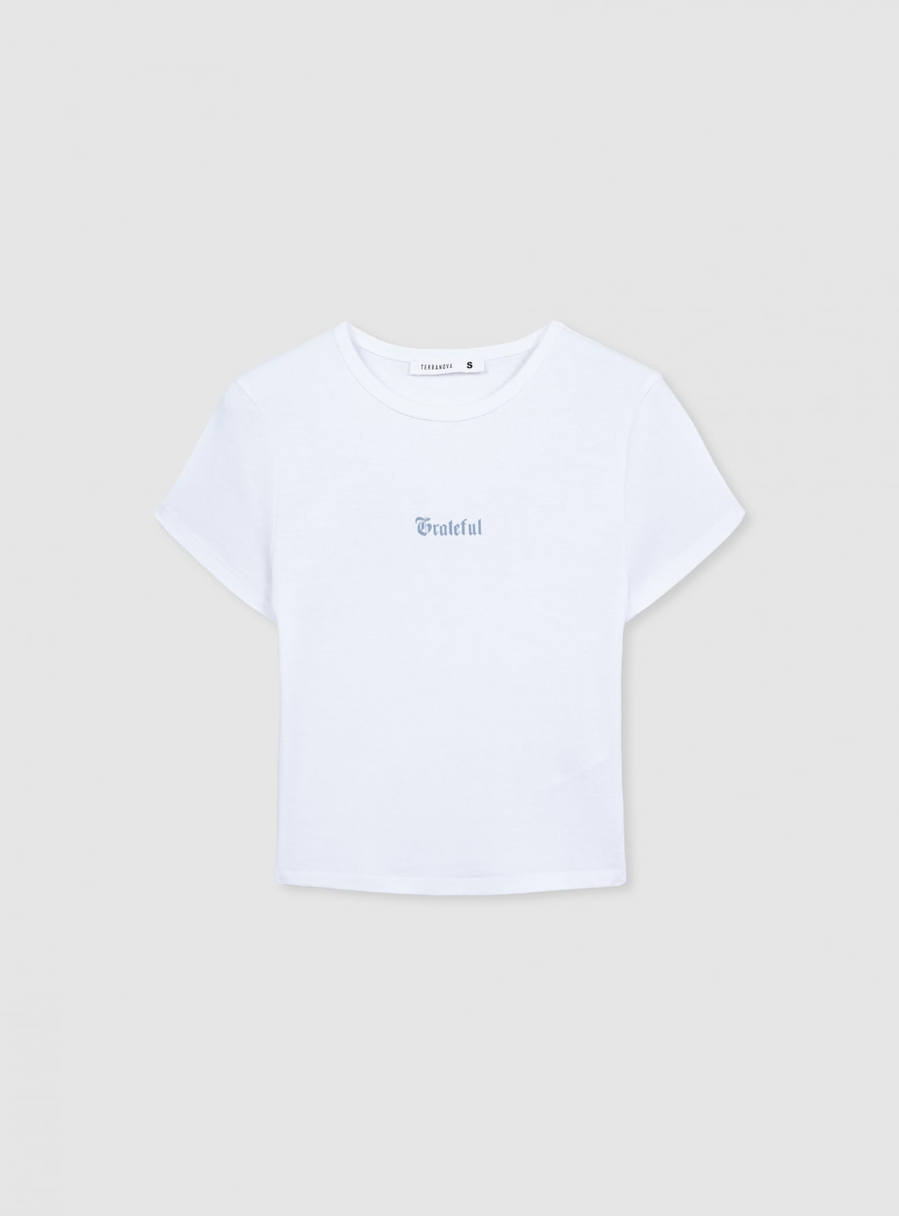 T-shirt crop con stampa ali sul retro