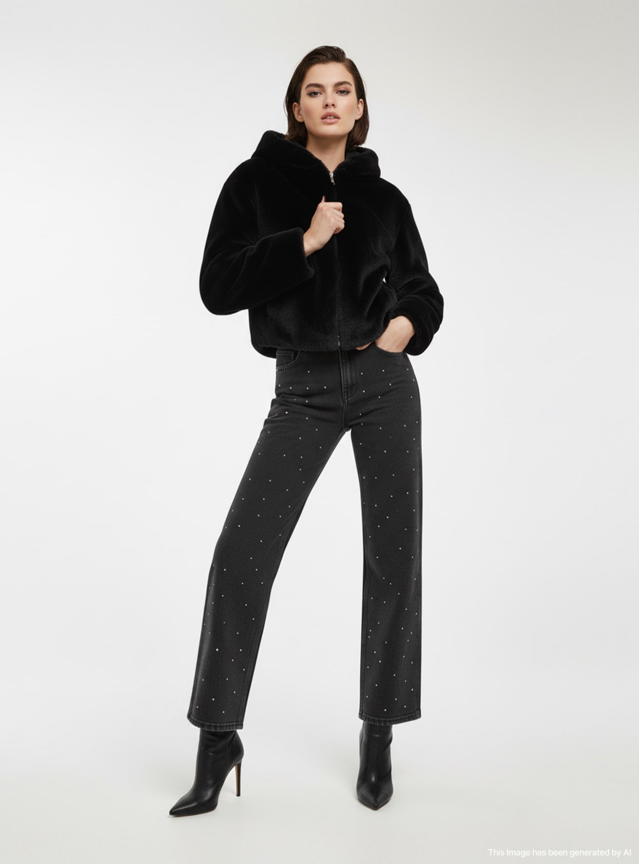 Pelliccia sintetica con cappuccio