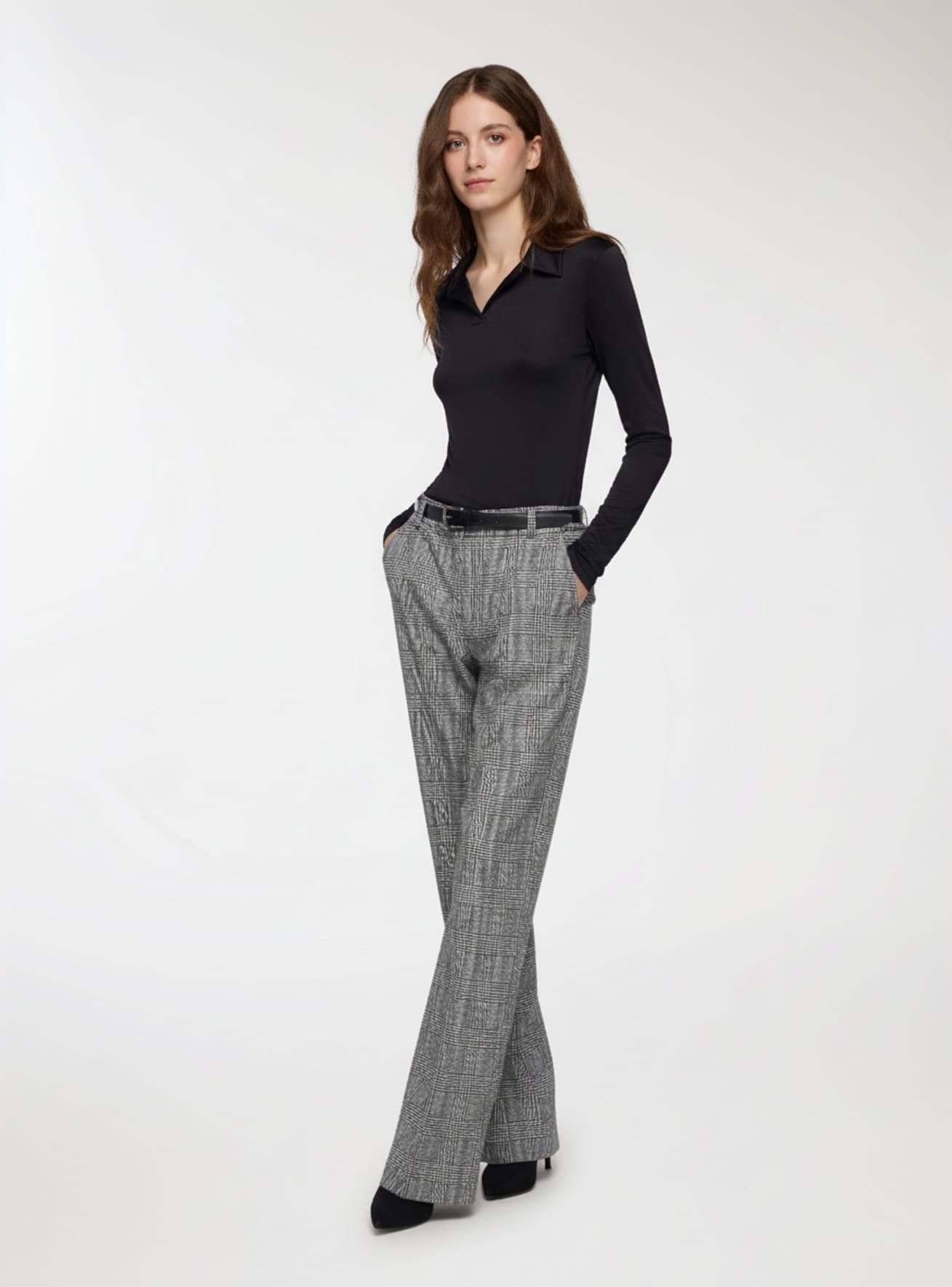 Pantaloni principe di Galles con cintura